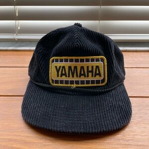Snag Yamaha Black Corduroy Cap with Yellow Logo Patch